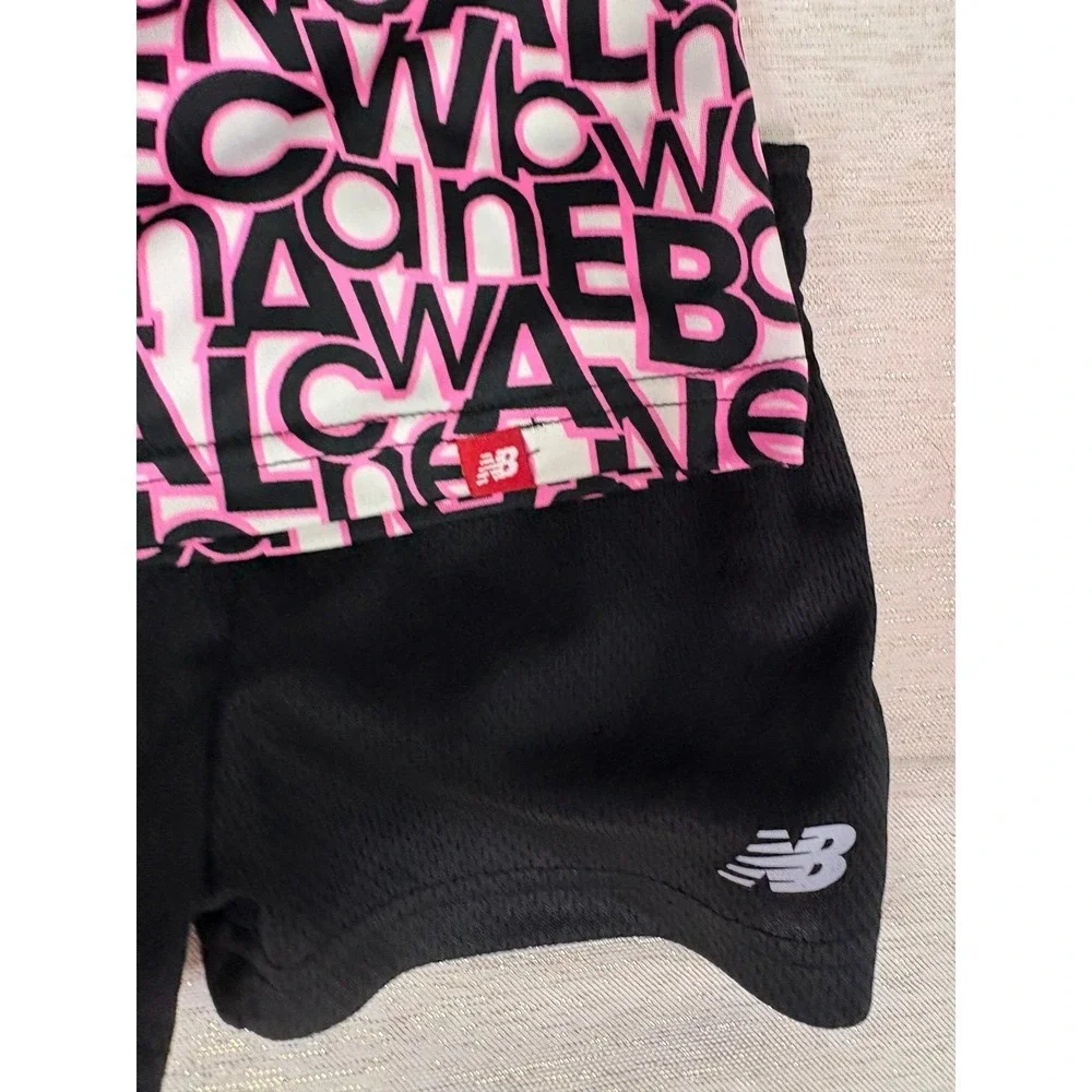 NWT New Balance Girls T-Shirt & Shorts Set Black Pink 4t set